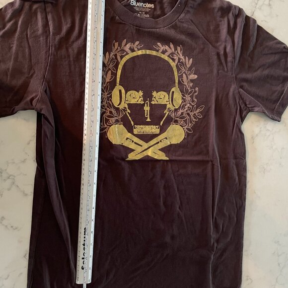 *♪ Y2K Brown Gold Skull Music T-Shirt - 2000's cool! *♪ - Picture 6 of 13